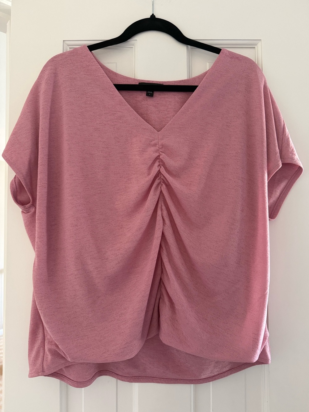 Express Pink Ruched Front V Neck Dolman Sleeve Top Women’s Size Large